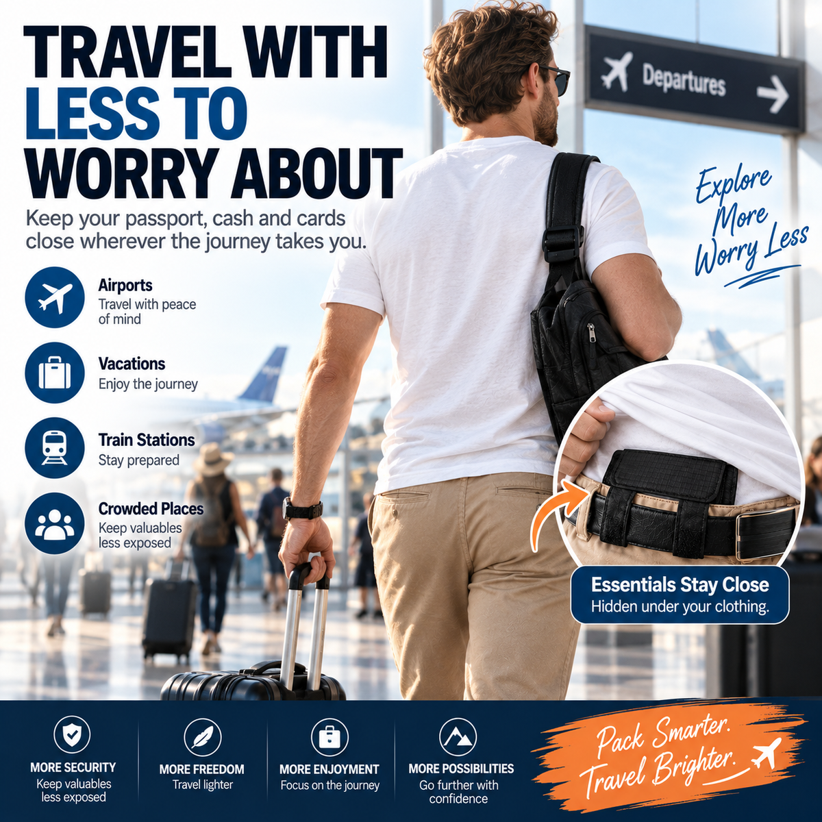 ๐ DISCREET TRAVEL ESSENTIAL | Hidden Belt Pouch โ Under-Clothing Passport, Cash & Card Organizer - image 7