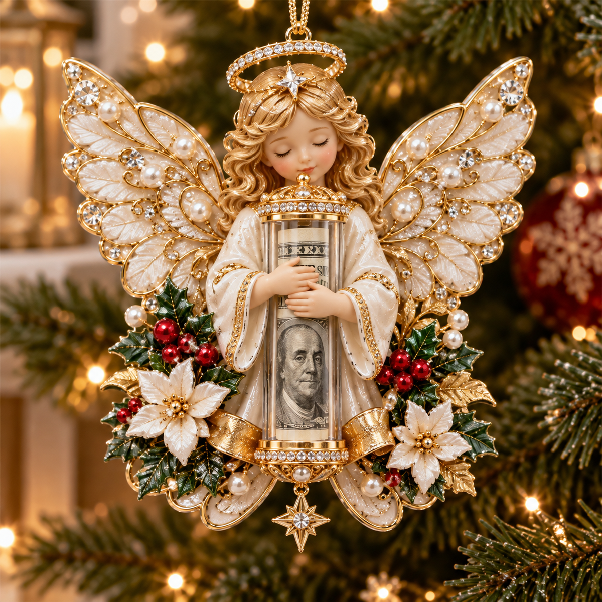 π Christmas Angel Cash Holder Ornament - image 6