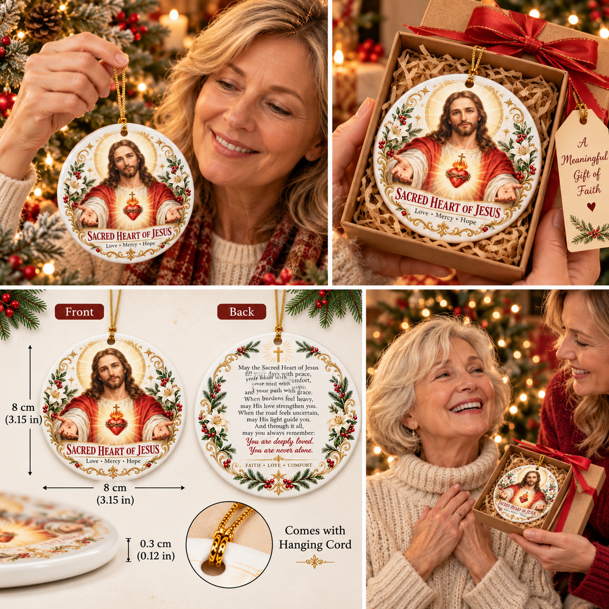 ⏳ Last Day 50% OFF —✝️ Faith & Blessing Double-Sided Ceramic Ornament