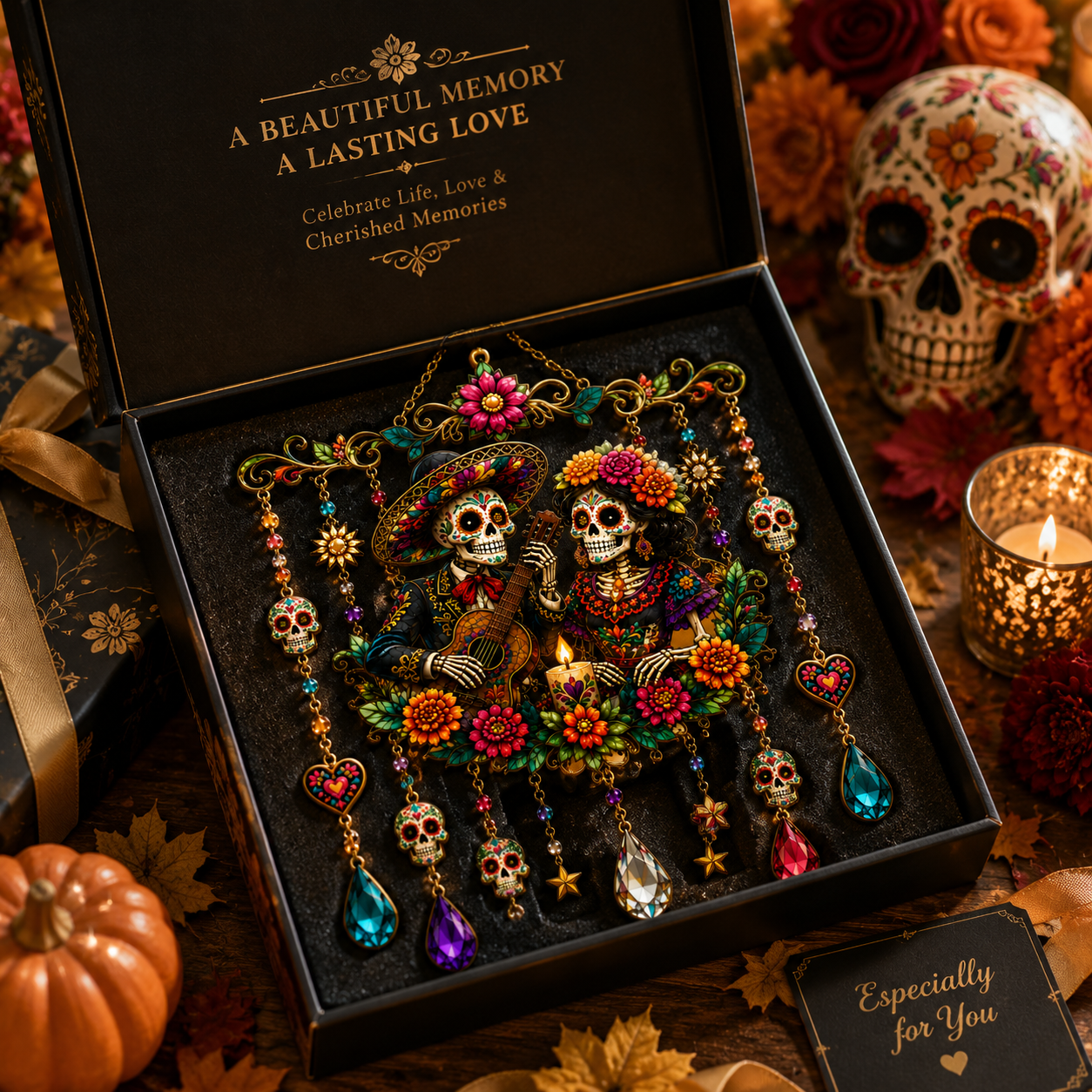 ⏰LIMITED TIME 49% OFF!🔥High-Quality Hand-Painted Hanging Decoration: Halloween Skeleton Couple