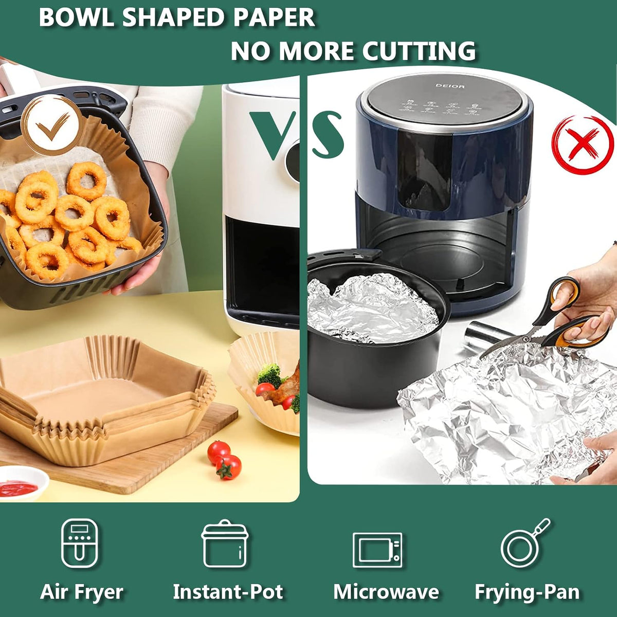 100Pcs Parchment Paper,Air Fryer Paper Liners, Air Fryer Liners Disposable for Microwave π