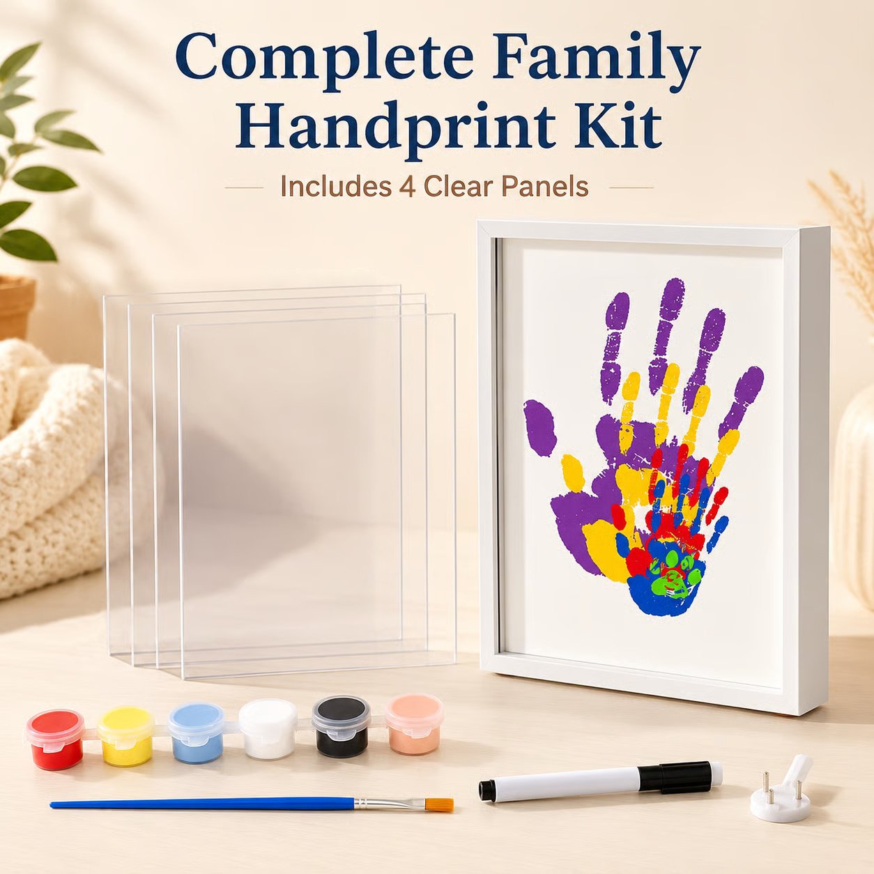 Wooden Transparent Handprint Frame Set, DIY Family Memorial Gift Kit - image 15