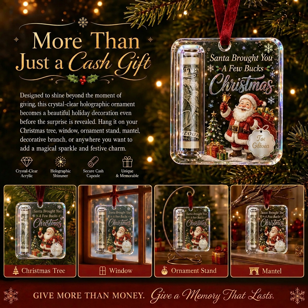 Personalized Christmas Cash Gift Holder Ornament