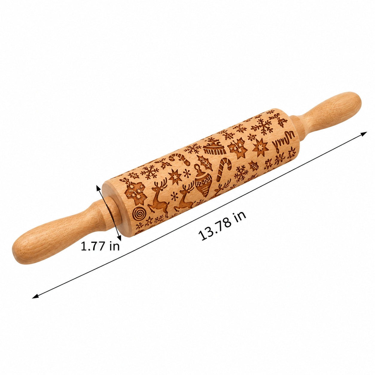 Stamp Cookies Instantly! No-Stick Engraved Beech Rolling Pin - image 9