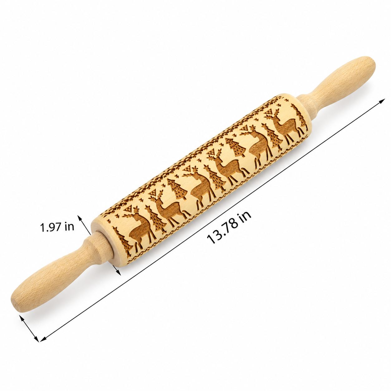 Stamp Cookies Instantly! No-Stick Engraved Beech Rolling Pin - image 8