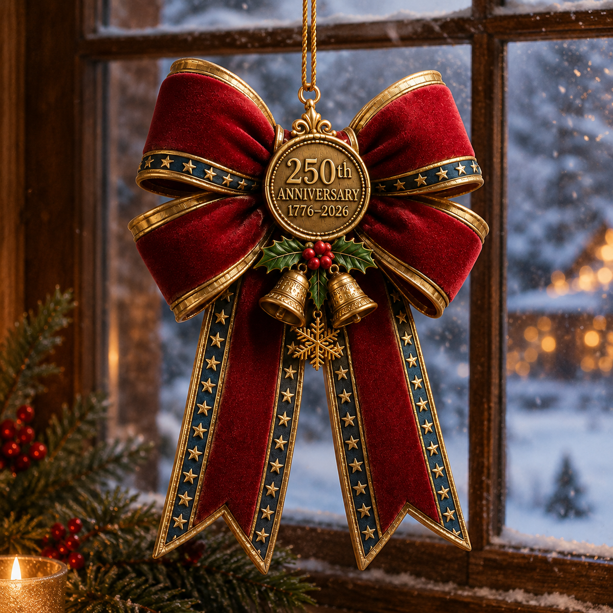 🎉250th Anniversary Bow Christmas Tree Ornament