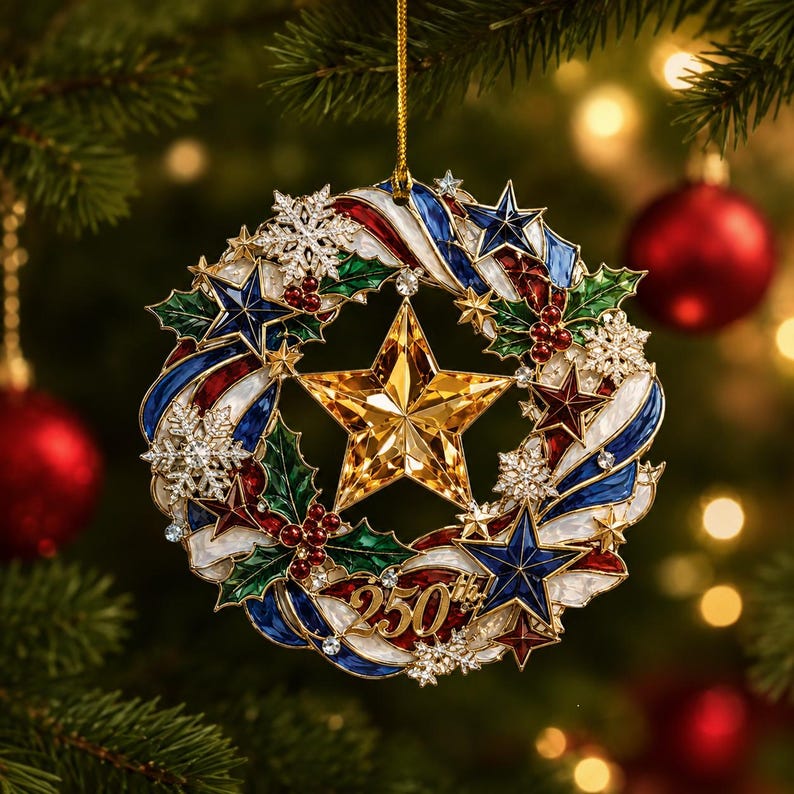 ⏰LIMITED TIME 49% OFF!🔥🎄 US 250th Anniversary Christmas Ornament, 6 Vintage American Flag Styles