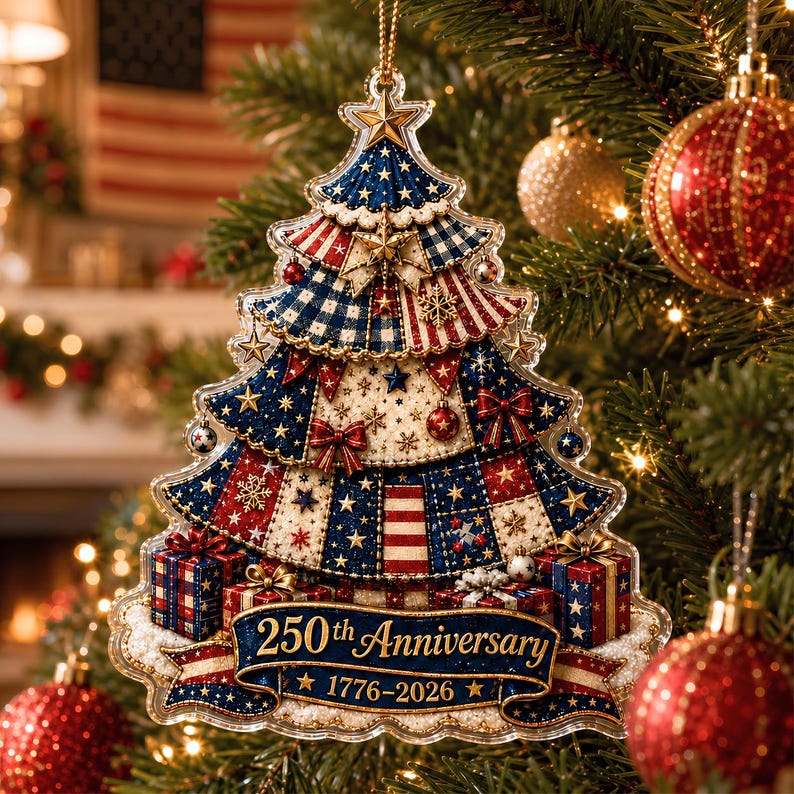 ⏰LIMITED TIME 49% OFF!🔥🎄 US 250th Anniversary Christmas Ornament, 6 Vintage American Flag Styles