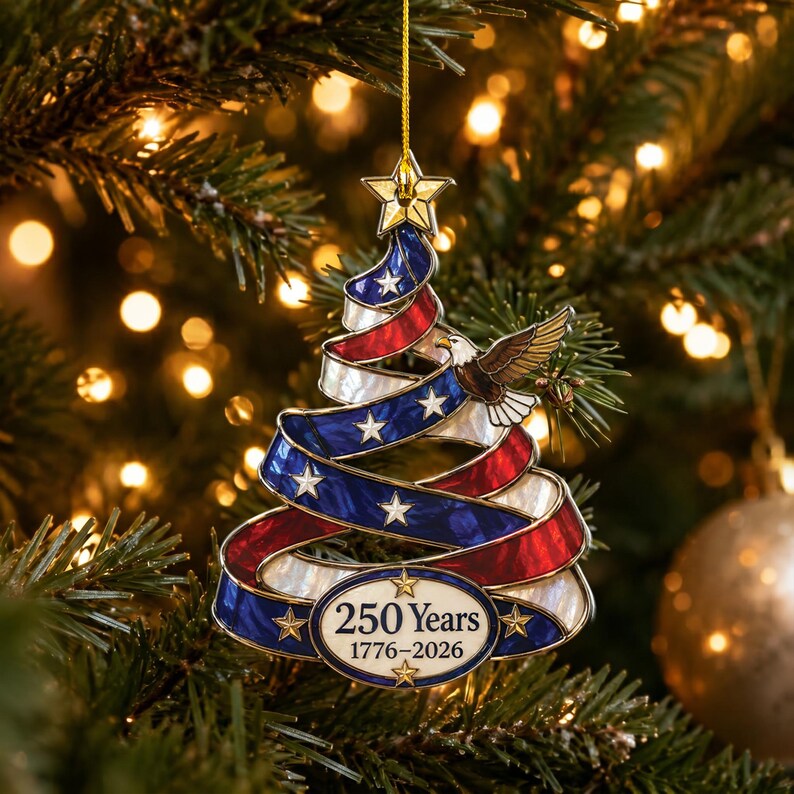 ⏰LIMITED TIME 49% OFF!🔥🎄 US 250th Anniversary Christmas Ornament, 6 Vintage American Flag Styles