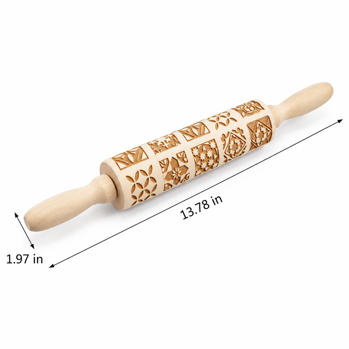 Stamp Cookies Instantly! No-Stick Engraved Beech Rolling Pin - image 7
