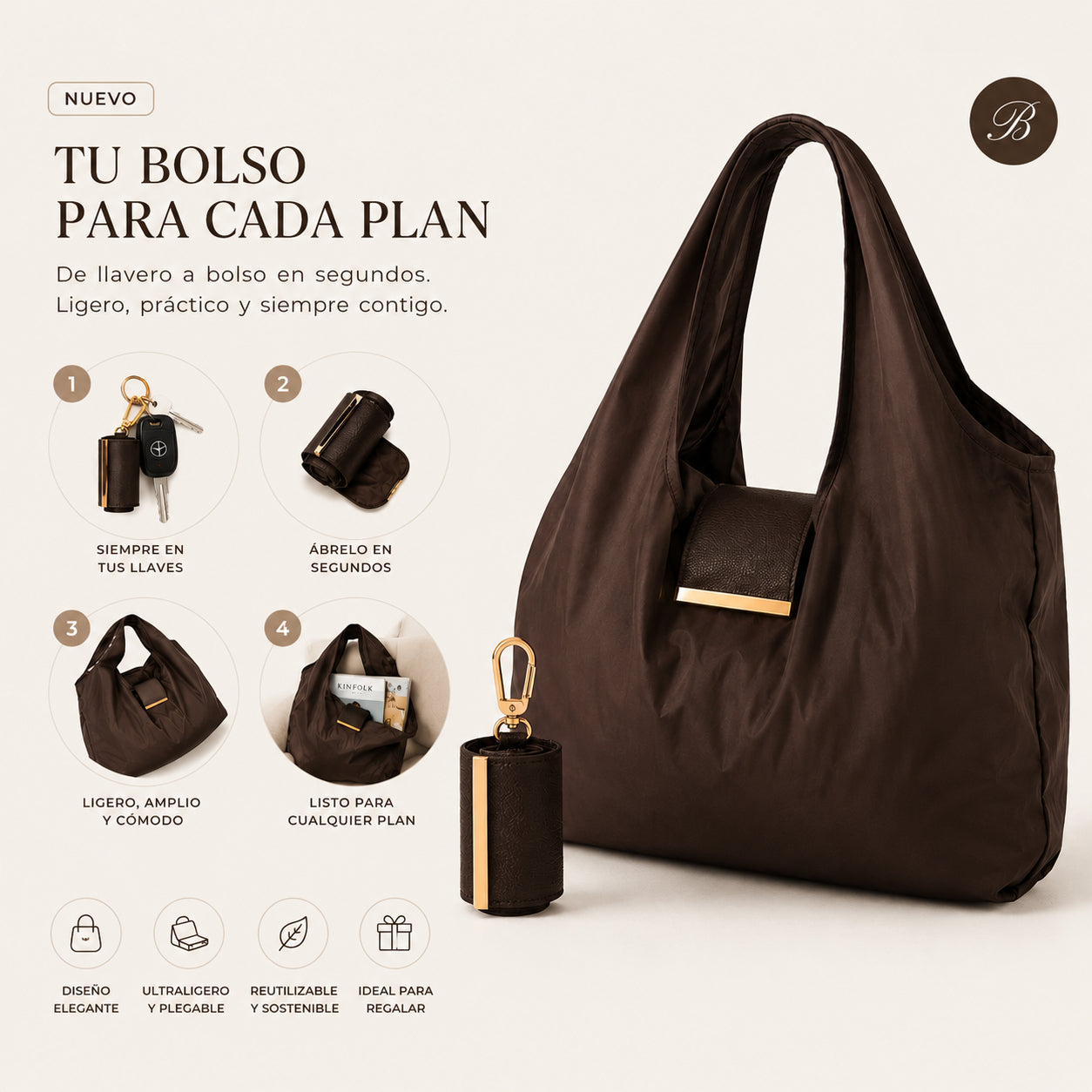 🔥Hot Sale-50% OFF🔥Foldable Keychain Tote Bag,Reusable Mini Travel Grocery Bags