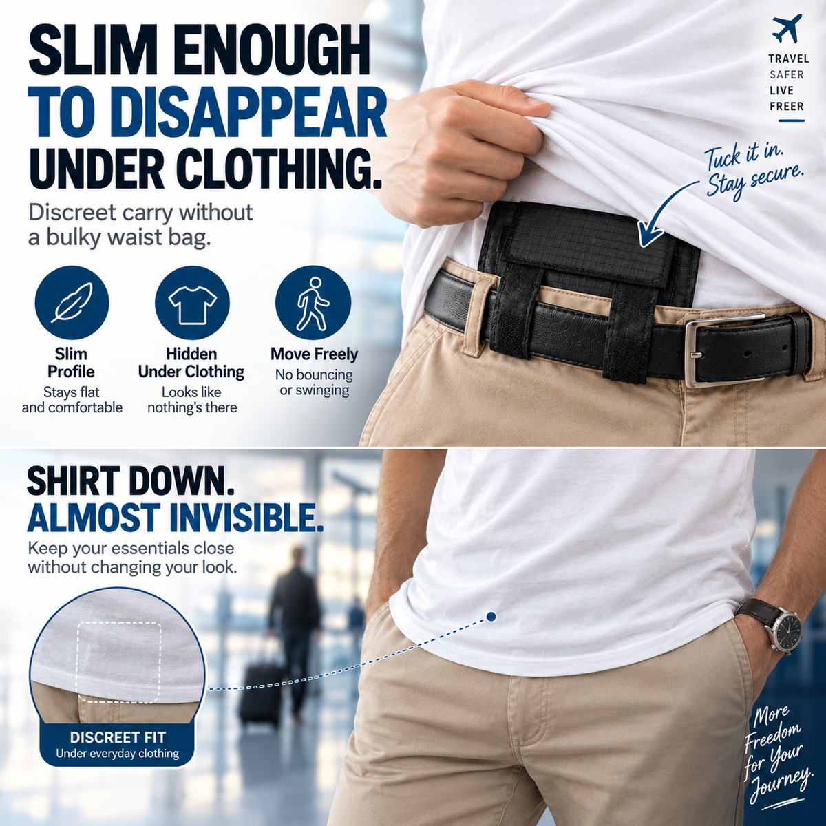 🔒 DISCREET TRAVEL ESSENTIAL | Hidden Belt Pouch – Under-Clothing Passport, Cash & Card Organizer - image 4