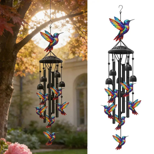 🔥🐦Vintage Colorful Hummingbird Wind Chime with Metal Tubes and Bells