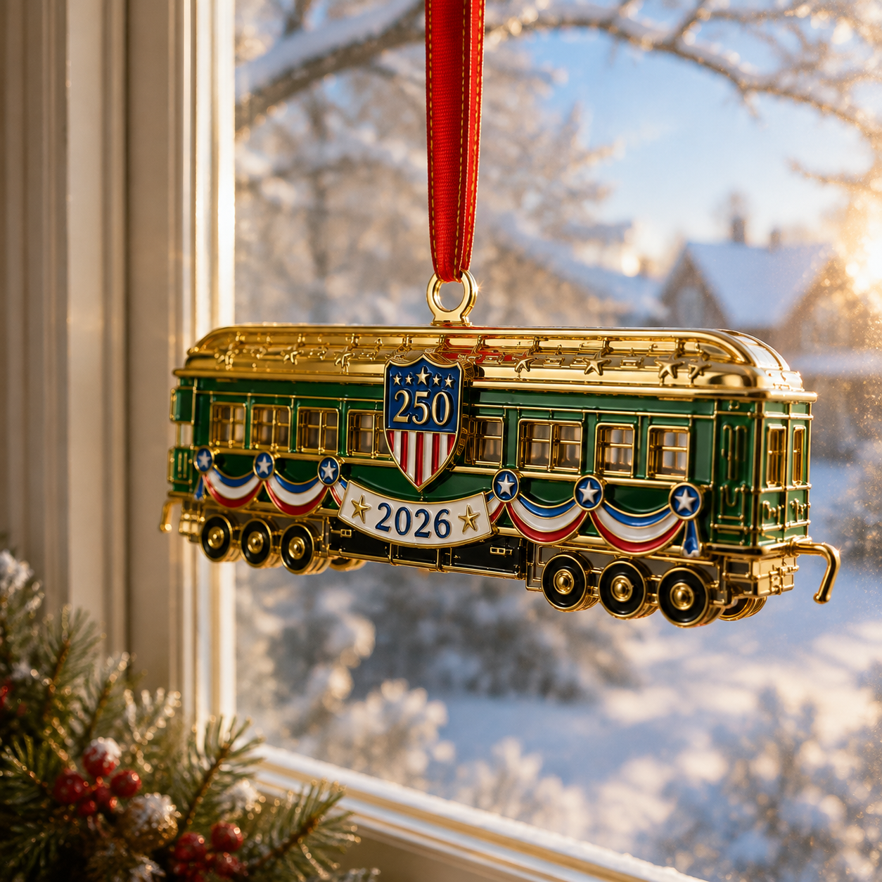 🔥Last 30pcs✨⏰ Limited anniversary edition✨49% OFF!🔥250th Anniversary Edition Gold-and-Green Vintage Tram