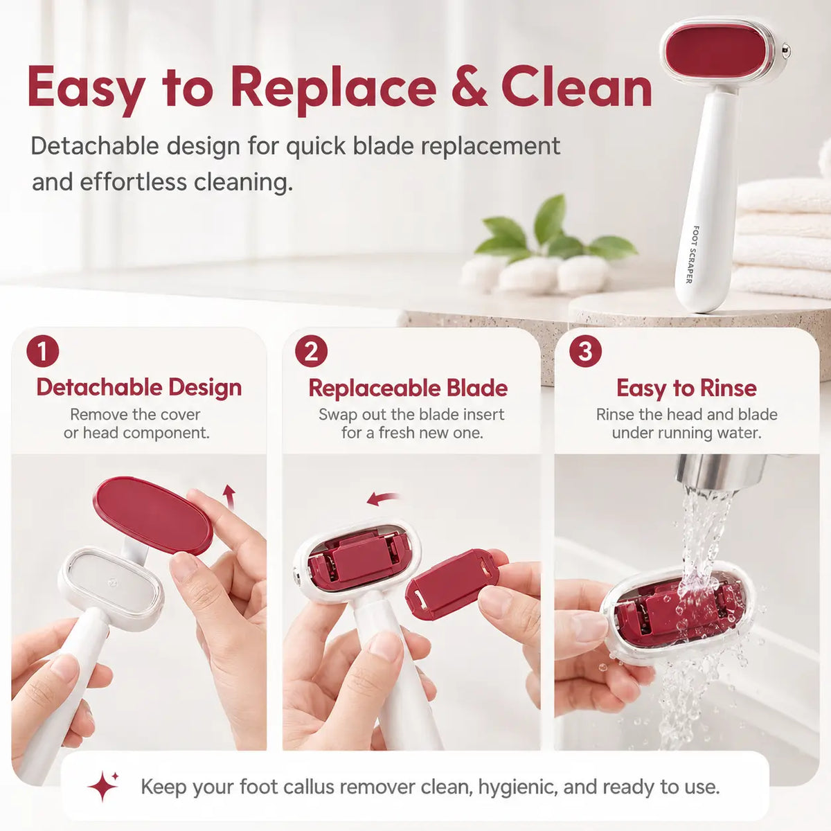 Dual‑Sided Foot Callus Remover, Replaceable Stainless Steel Blade Foot Scraper 🦶 - image 2