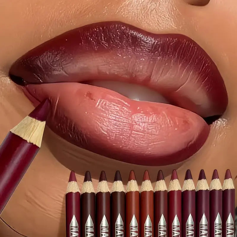 12Pcs Matte Lip Liner With Sharpener Set Waterproof Smudgeproof Precise Contour Lipstick Pens 🖌️ - image 2