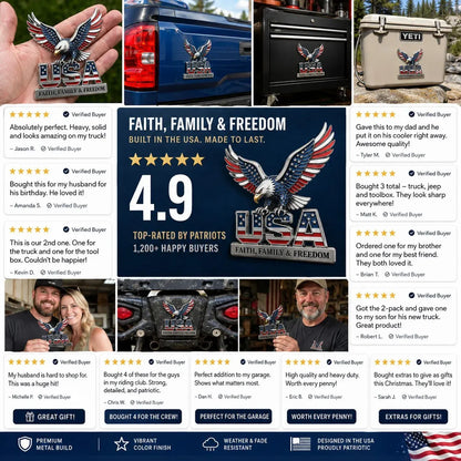 ★USA Faith, Family & Freedom★ Metal Emblem