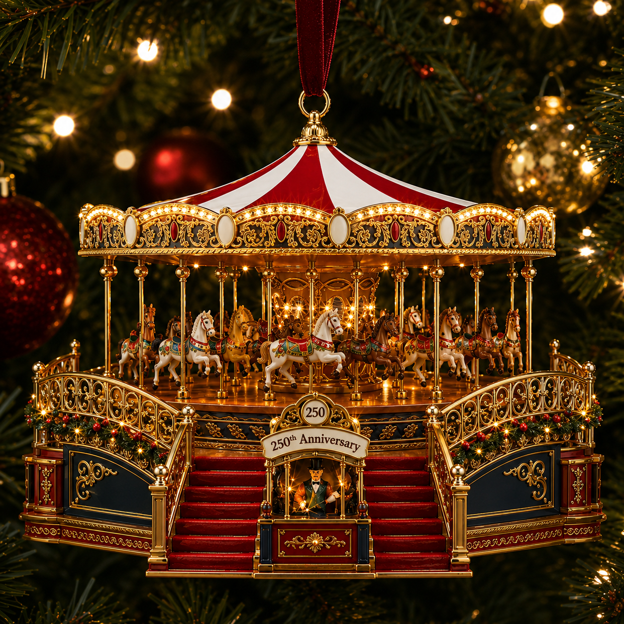 ✨Animated World's Fair Boardwalk Carousel Christmas Tree Ornament