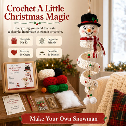 ☃️ Crochet Snowman Spiral Ornament DIY Kit | Complete Beginner-Friendly Set with Soft Yarn, Crochet Hook, Festive Beads, Snowflakes & Step-by-Step Guide 🧶🎄✨ - image 2
