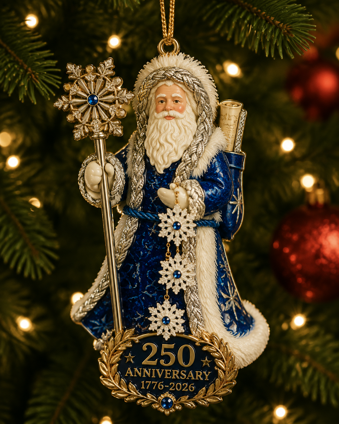 🔥Last 30pcs✨⏰ Limited anniversary edition✨49% OFF!🔥250th Anniversary Snowflake Santa Ornament for the Christmas Tree