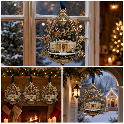 ✨250th Anniversary: Santa Flying Over the White House on a Snowy Night