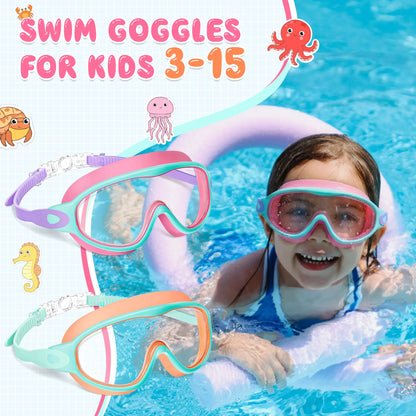 Kids Swim Goggles 2 Pack - UV Protection & Anti-Fog