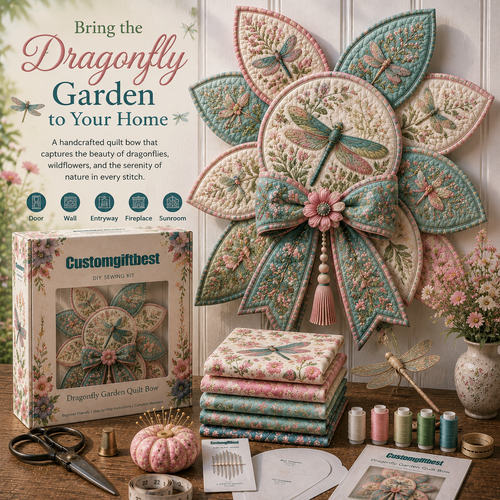 Garden Quilt Bow DIY Sewing Kit – Handmade Floral Wall & Door Decor Kit
