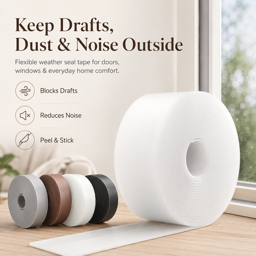 16.4Ft Door Weather Stripping | Adhesive Draft Stopper Seal Strip for Doors, Windows & Shower Doors - image 1