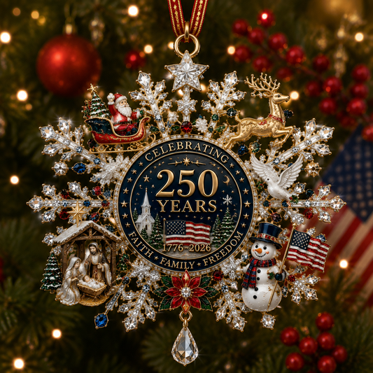 🔥Last 40 pcs✨⏰ Limited anniversary edition✨49% OFF!🔥Patriotic Limited Edition – Sparkling Christmas Commemorative Snowflake Ornament