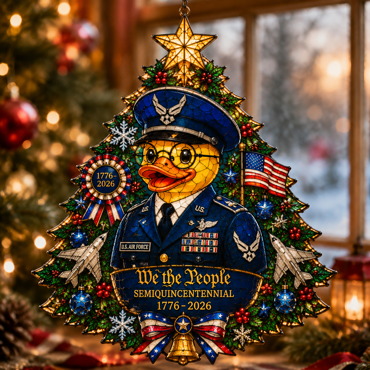 ⏰LIMITED TIME 49% OFF!🔥High-Quality Custom Hand-Painted Patriotic Duck-Shaped Christmas Tree Ornament — U.S. Semiquincentennial Commemorative Ornament