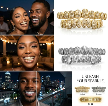 🔥💖HIP HOP DIAMOND GRILLZ - Full diamond crusted grillz for maximum shine