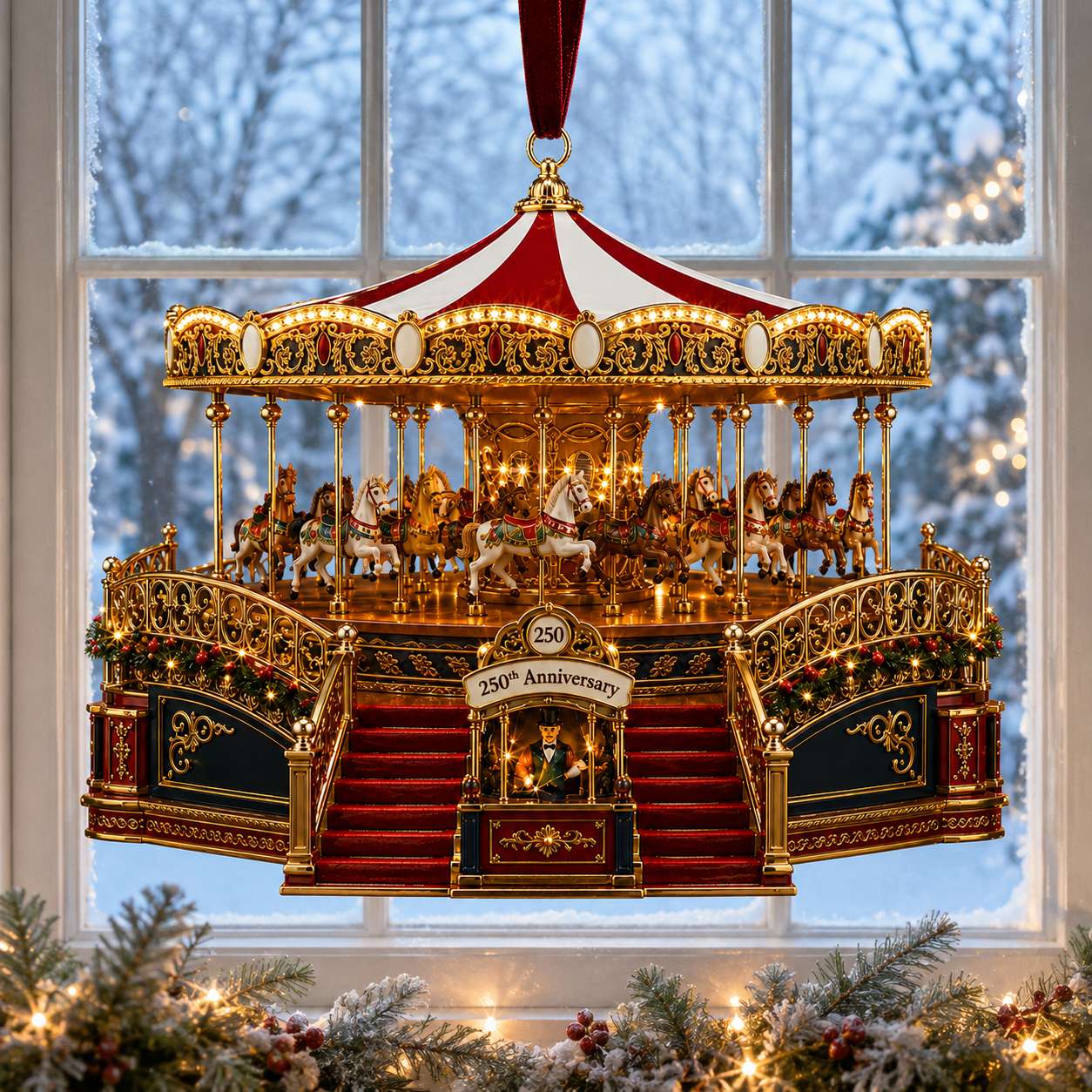 ✨Animated World's Fair Boardwalk Carousel Christmas Tree Ornament