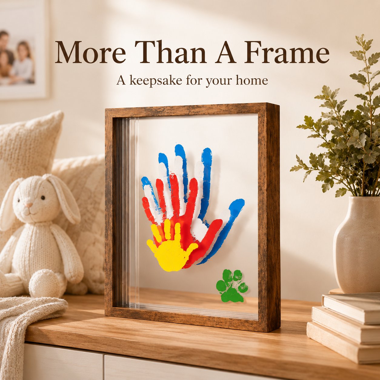 Wooden Transparent Handprint Frame Set, DIY Family Memorial Gift Kit - image 5