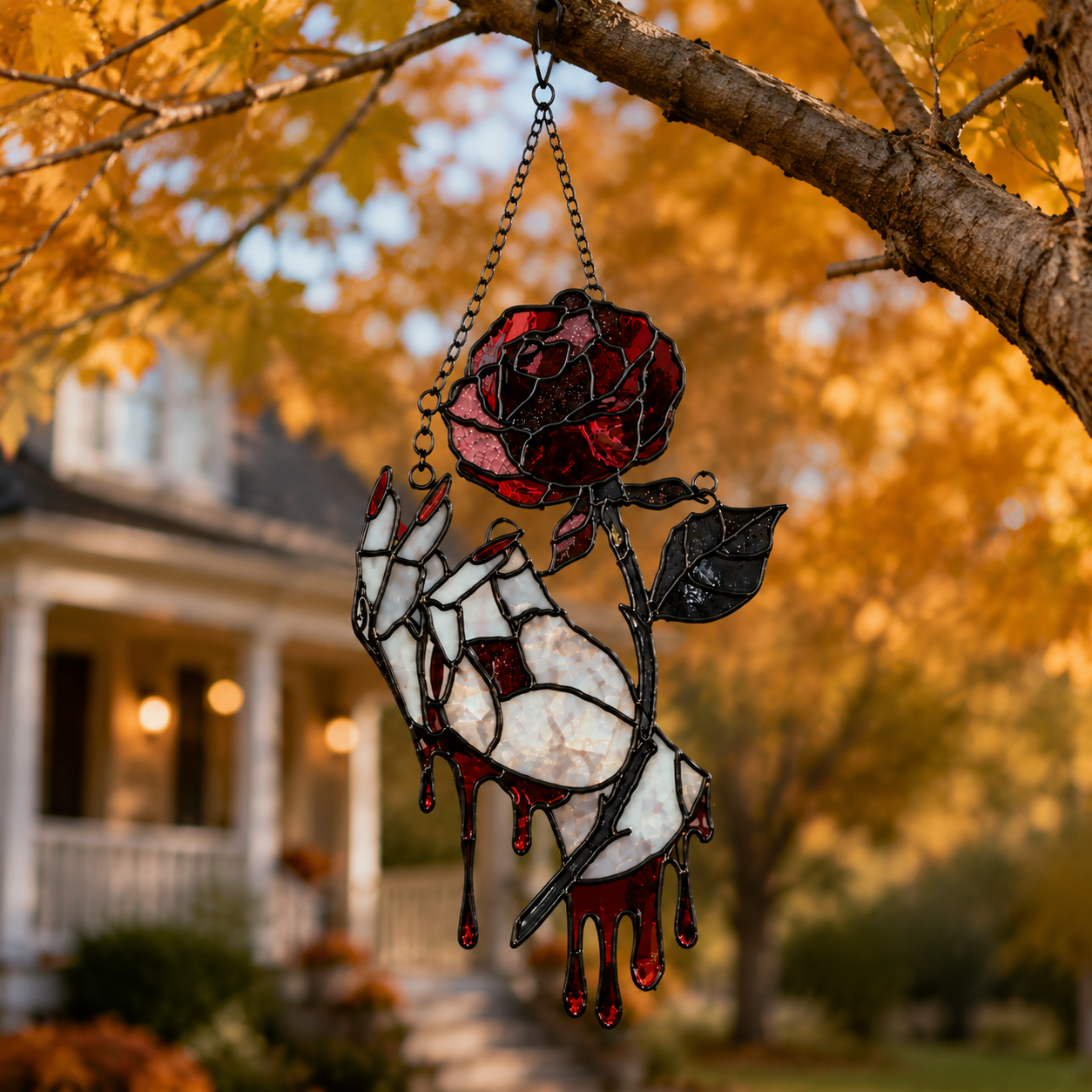 ✨Hand-painted bleeding rose hanging ornament