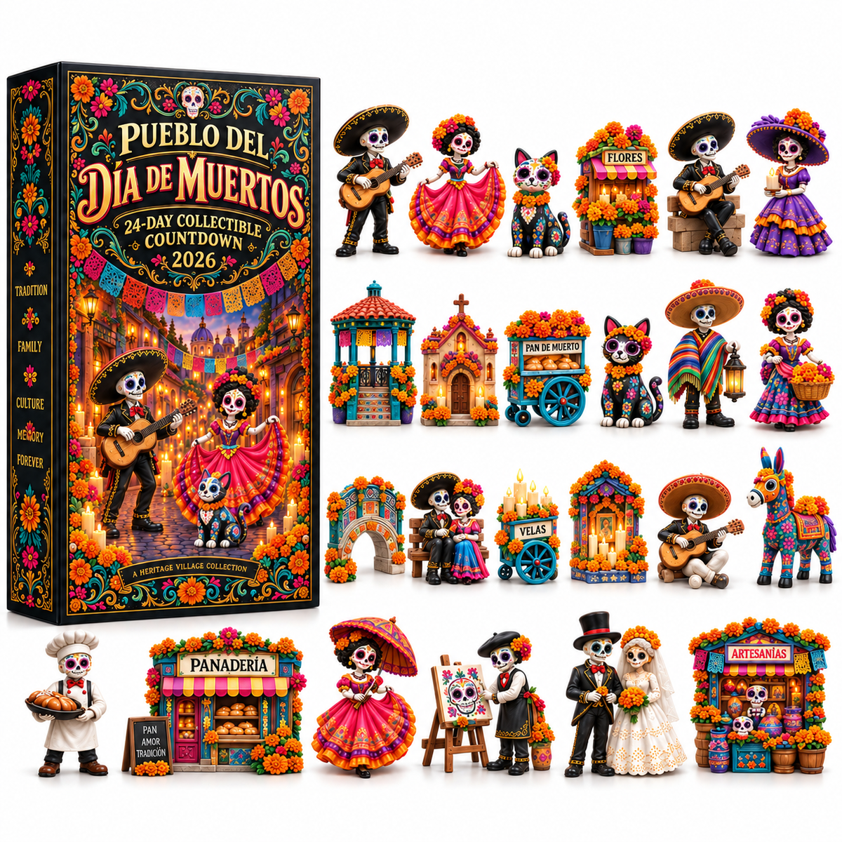 Pueblo del Día de Muertos 2026 – 24-Day Day of the Dead Collectible Countdown Calendar with 24 Unique Miniatures - image 9