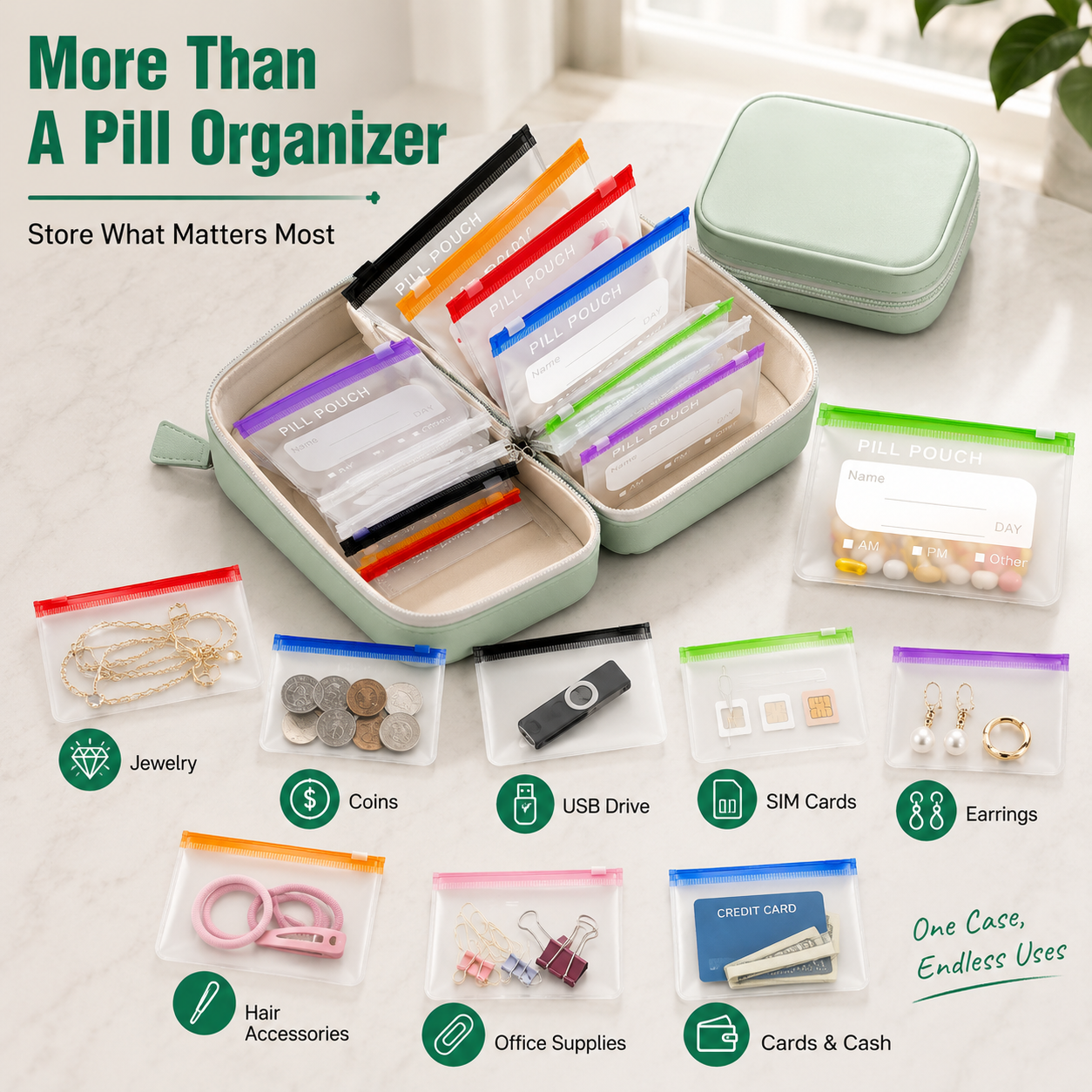 💊 14-Pouch Travel Pill Organizer – Waterproof Medicine & Vitamin Case - image 2