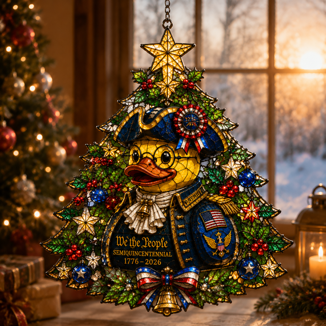 ⏰LIMITED TIME 49% OFF!🔥High-Quality Custom Hand-Painted Patriotic Duck-Shaped Christmas Tree Ornament — U.S. Semiquincentennial Commemorative Ornament