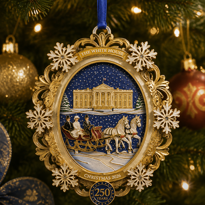 🔥Last 50pcs✨⏰ Limited anniversary edition✨49% OFF!🔥White House Snowy Christmas Night Commemorative Ornament