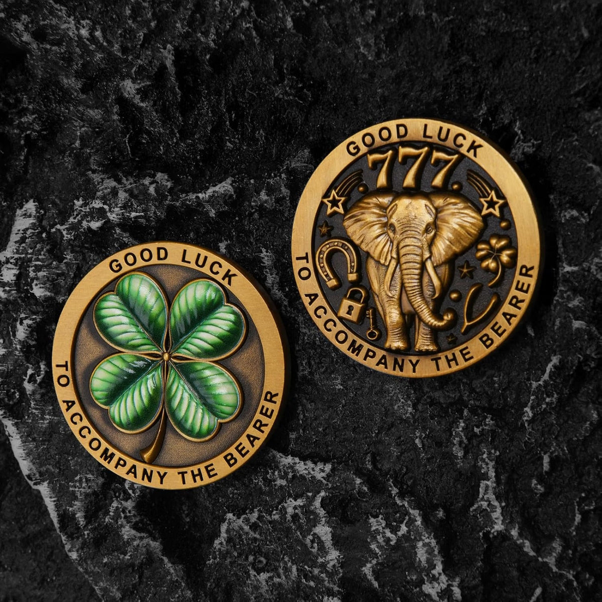 Lucky Elephant Coin with 4-Leaf Clover - image 4