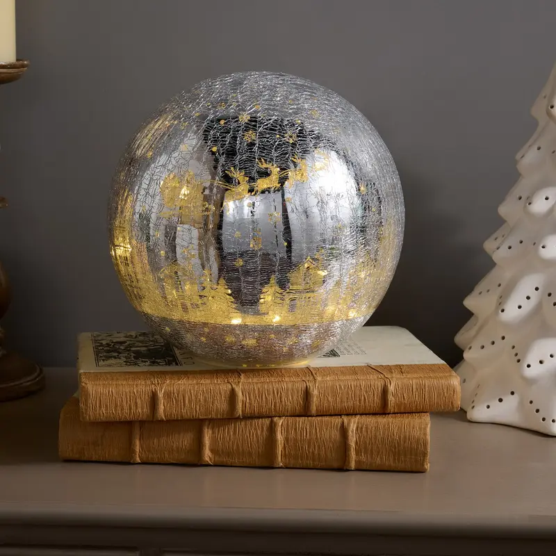 ⏰LIMITED TIME 50% OFF!🔥 Buy 2 get $10 off🔥Nativity Crackle Glass LED Globe