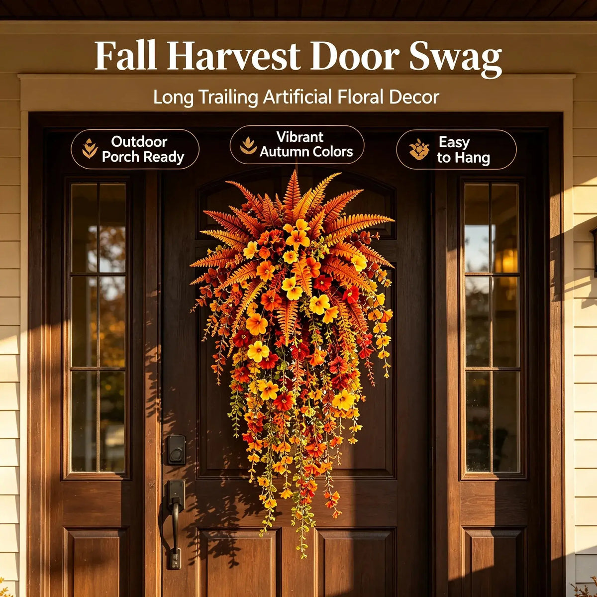 UV‑resistant artificial Boston fern plant, realistic large outdoor hanging autumn faux plant🍂 - image 3