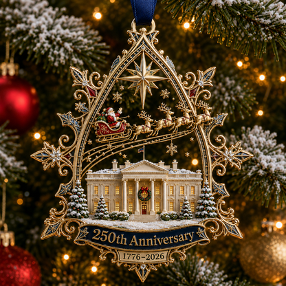 ✨250th Anniversary: Santa Flying Over the White House on a Snowy Night