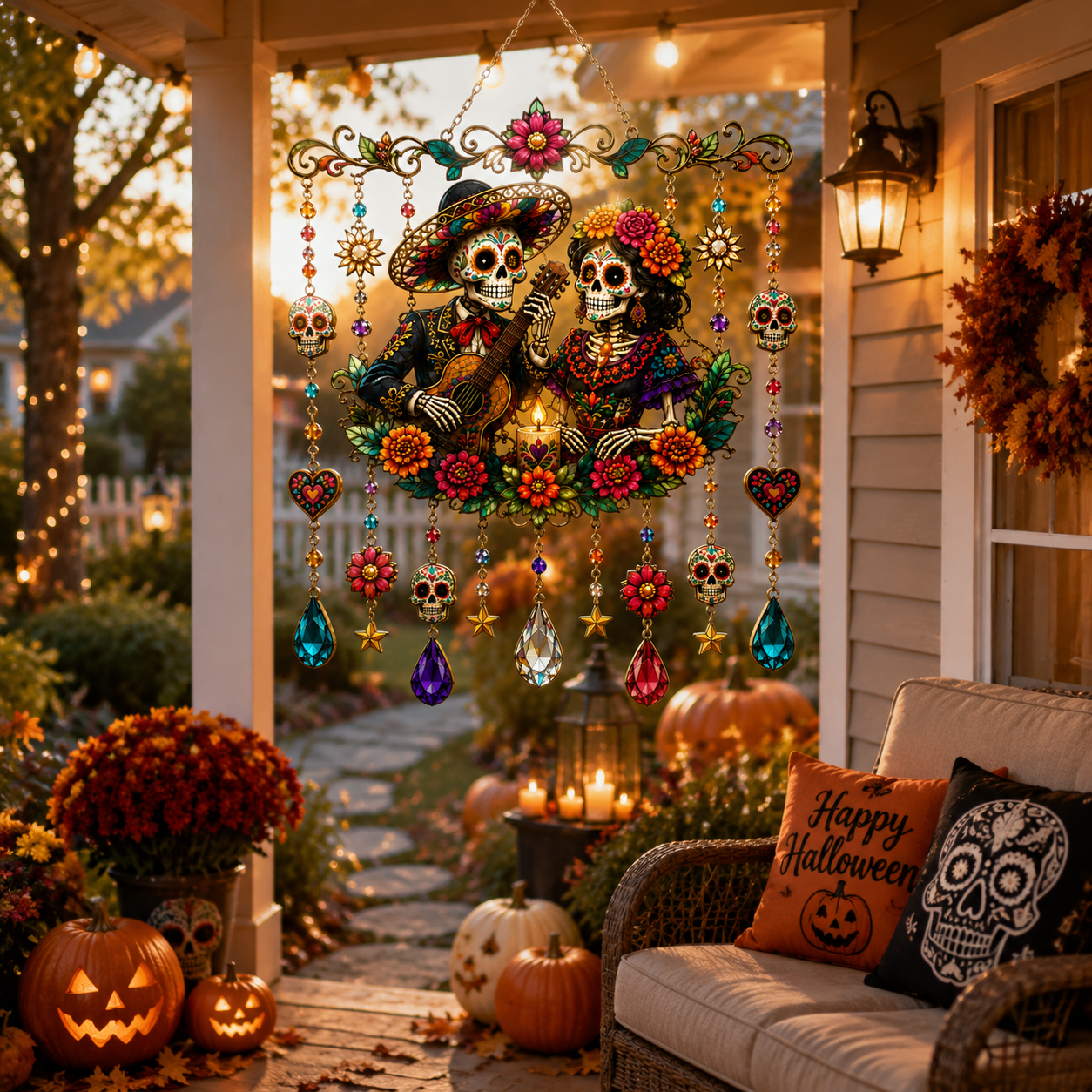 ⏰LIMITED TIME 49% OFF!🔥High-Quality Hand-Painted Hanging Decoration: Halloween Skeleton Couple