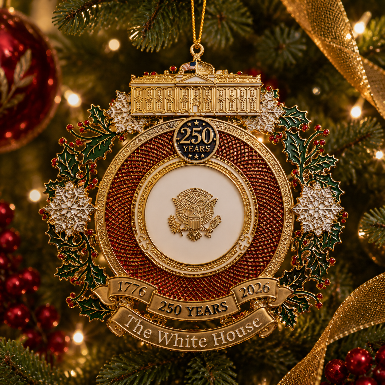 🔥White House 250th Anniversary Commemorative Medal Christmas Tree Ornament