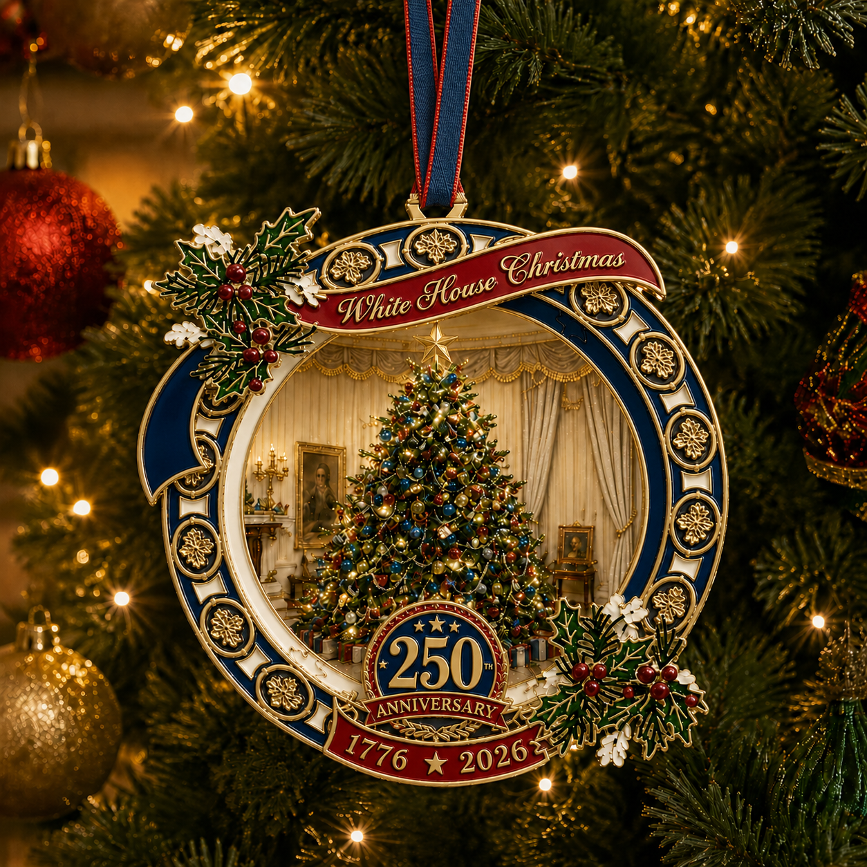🔥Last 30pcs✨⏰ Limited anniversary edition✨49% OFF!🔥250th Anniversary View of the Christmas tree in the White House bedroom