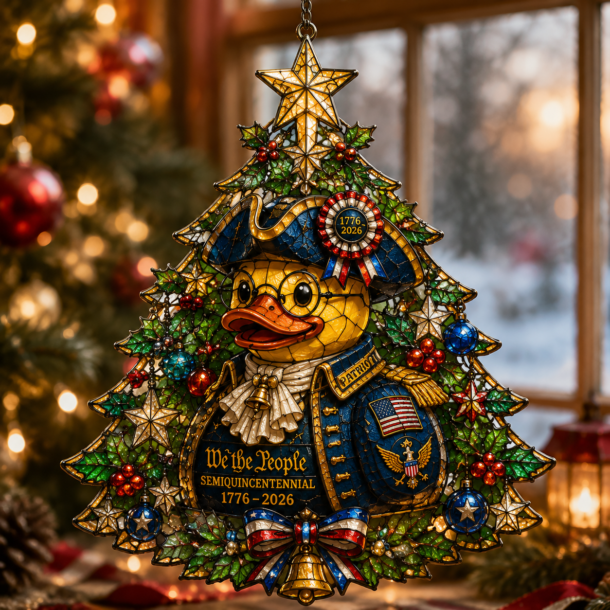 ⏰LIMITED TIME 49% OFF!🔥High-Quality Custom Hand-Painted Patriotic Duck-Shaped Christmas Tree Ornament — U.S. Semiquincentennial Commemorative Ornament