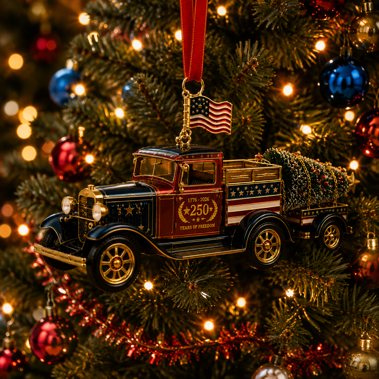 🔥Last 30pcs✨⏰ Limited anniversary edition✨49% OFF!🔥Patriotic Christmas Truck Ornament
