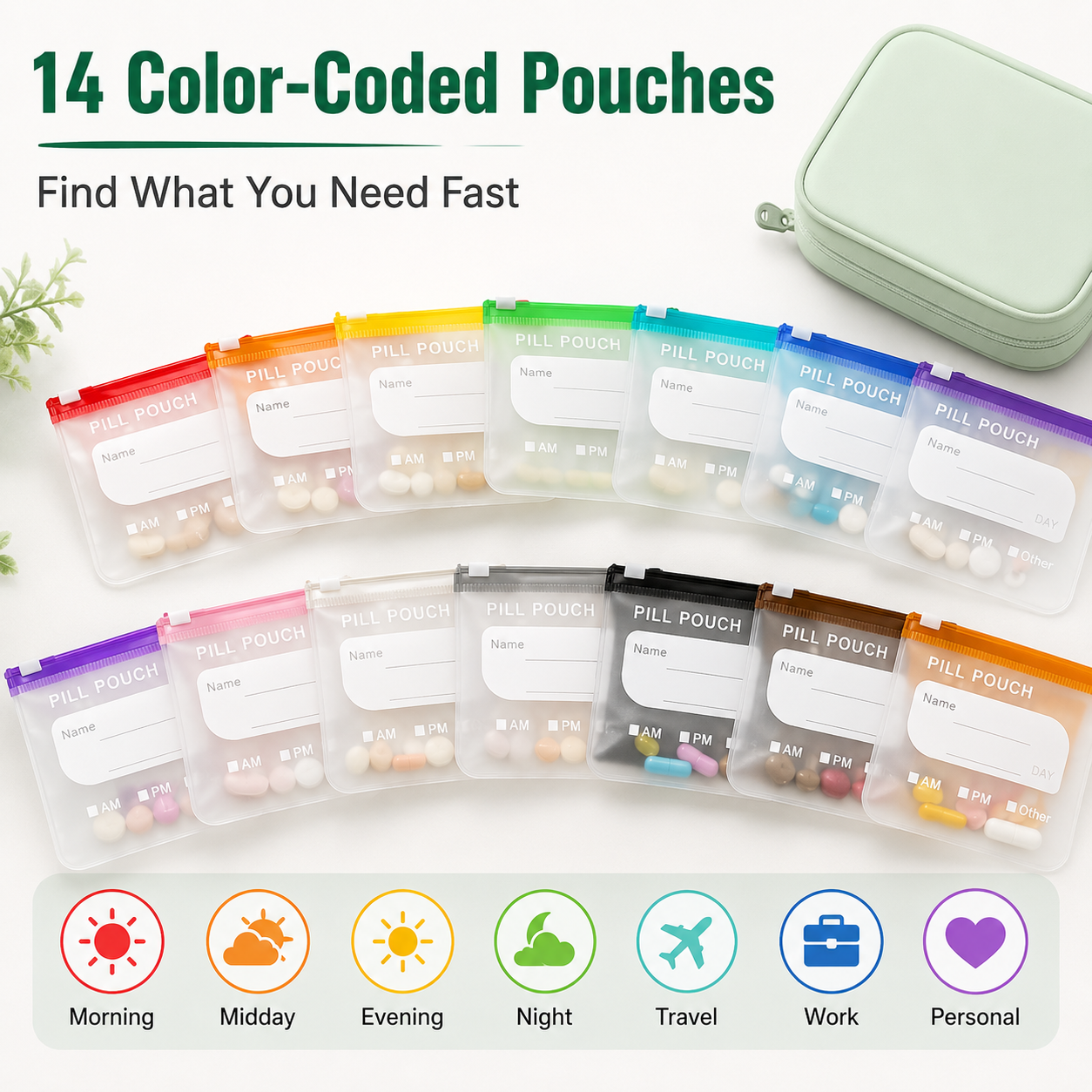 💊 14-Pouch Travel Pill Organizer – Waterproof Medicine & Vitamin Case - image 4