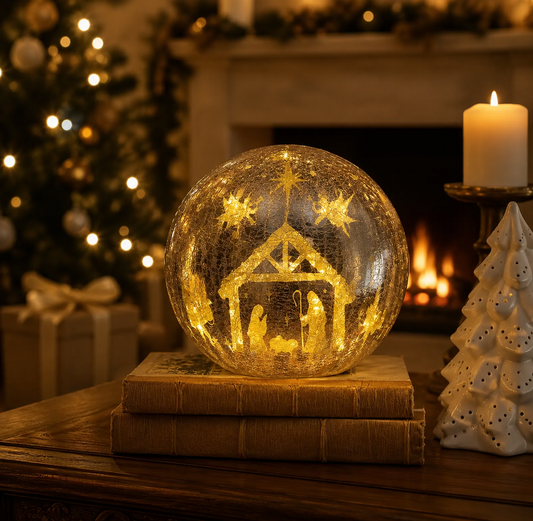 ⏰LIMITED TIME 49% OFF!🔥 Buy 2 get $10 off🔥Nativity Crackle Glass LED Globe