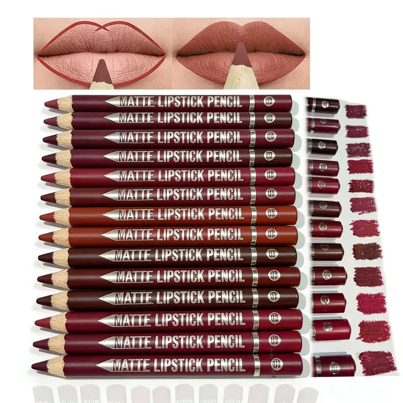 12Pcs Matte Lip Liner With Sharpener Set Waterproof Smudgeproof Precise Contour Lipstick Pens 🖌️ - image 5